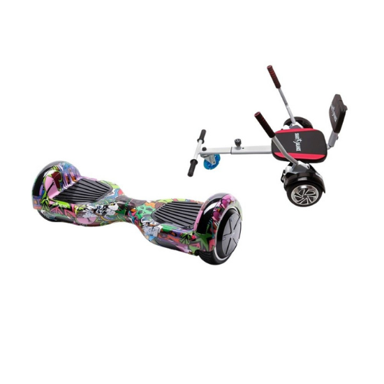 Regular Multicolor Hoverboard Szett Komfortos HoverKart Üléssel - 6.5” Kerekek, Bluetooth Hangszórók, LED Fények, Önegyensúlyozás, 15km hatótávolság, 700W teljesítmény, 4Ah Samsung cellás akkumulátor, Smart Balance