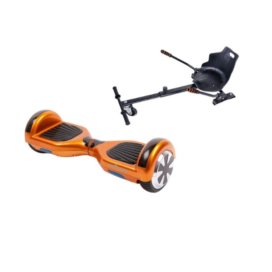 Regular Orange Hoverboard Szett Ergonomikus HoverKart Üléssel - 6.5” Kerekek, Bluetooth Hangszórók, LED Fények, Önegyensúlyozás, 15km hatótávolság, 700W teljesítmény, 4Ah Samsung cellás akkumulátor, Smart Balance