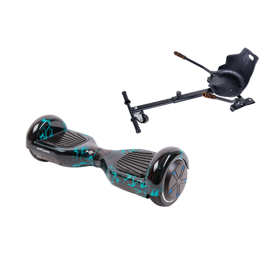 Elektromos Hoverboard Standard GoKart Szett, 6.5 colos, Regular Thunderstorm, Nagy Hatótávolság, és Fekete Hoverkart, Smart Balance