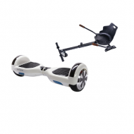 Regular White Pearl Hoverboard Szett Ergonomikus HoverKart Üléssel - 6.5” Kerekek, Bluetooth Hangszórók, LED Fények, Önegyensúlyozás, 15km hatótávolság, 700W teljesítmény, 4Ah Samsung cellás akkumulátor, Smart Balance