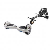 Regular White Pearl Hoverboard Szett Fekete Dupla Felfüggesztésű HoverKart Üléssel - 6.5” Kerekek, Bluetooth Hangszórók, LED Fények, Önegyensúlyozás, 15km hatótávolság, 700W teljesítmény, 4Ah Samsung cellás akkumulátor, Smart Balance