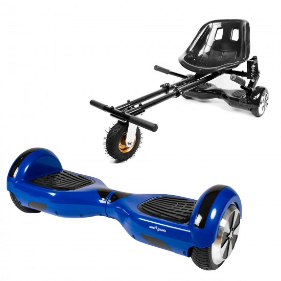 Elektromos Hoverboard GoKart Szett Lengéscsillapítókkal, 6.5 colos, Regular Blue, Nagy Hatótávolság, Fekete HoverKart Lengéscsillapítókkal, Smart Balance