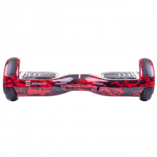 Regular Flame fogantyúval Hoverboard Szett Piros Dupla Felfüggesztésű HoverKart Üléssel - 6.5” Kerekek, Bluetooth Hangszórók, LED Fények, Önegyensúlyozás, 15km hatótávolság, 700W teljesítmény, 4Ah Samsung cellás akkumulátor, Smart Balance 4