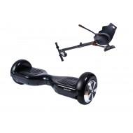 Hoverboard Go Kart Csomag, 6.5 Inch-es, Teljesítménye 700W, Bluetooth-os beépített hangszórók, Led-ek, Hoverkart ergonomikus ülés, Smart Balance Regular Black