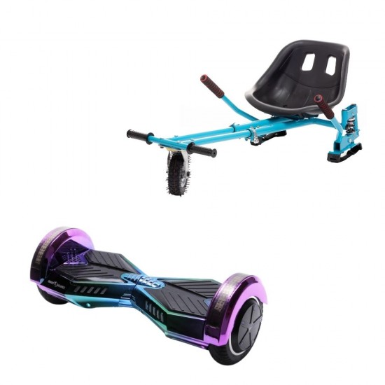 Transformers Dakota  Hoverboard Szett Kék Dupla Felfüggesztésű HoverKart Üléssel - 8” Kerekek, Bluetooth Hangszórók, LED Fények, Önegyensúlyozás, 15km hatótávolság, 700W teljesítmény, 4Ah Samsung cellás akkumulátor, Smart Balance