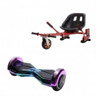 Hoverboard Go Kart Csomag, 8 Inch-es, Teljesítménye 700W, Bluetooth-os beépített hangszórók, Led-ek, Piros Hoverkart Felfüggesztésekkel, Smart Balance Transformers Dakota