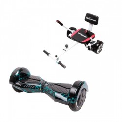 Transformers Thunderstorm Blue Hoverboard Szett Komfortos HoverKart Üléssel - 6.5” Kerekek, Bluetooth Hangszórók, LED Fények, Önegyensúlyozás, 15km hatótávolság, 700W teljesítmény, 4Ah Samsung cellás akkumulátor, Smart Balance