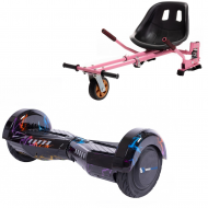Transformers Thunderstorm  Hoverboard Szett Rózsaszín Dupla Felfüggesztésű HoverKart Üléssel - 8” Kerekek, Bluetooth Hangszórók, LED Fények, Önegyensúlyozás, 15km hatótávolság, 700W teljesítmény, 4Ah Samsung cellás akkumulátor, Smart Balance