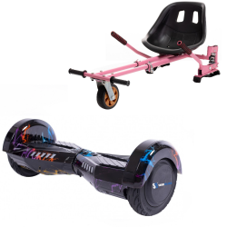 Transformers Thunderstorm Hoverboard Szett Rózsaszín Dupla Felfüggesztésű HoverKart Üléssel - 6.5” Kerekek, Bluetooth Hangszórók, LED Fények, Önegyensúlyozás, 15km hatótávolság, 700W teljesítmény, 4Ah Samsung cellás akkumulátor, Smart Balance