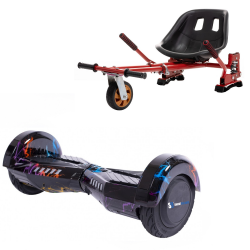Transformers Thunderstorm Hoverboard Szett Piros Dupla Felfüggesztésű HoverKart Üléssel - 6.5” Kerekek, Bluetooth Hangszórók, LED Fények, Önegyensúlyozás, 15km hatótávolság, 700W teljesítmény, 4Ah Samsung cellás akkumulátor, Smart Balance