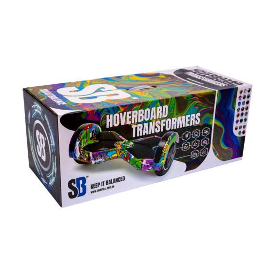 Transformers Multicolor Hoverboard Szett Fekete Dupla Felfüggesztésű HoverKart Üléssel - 6.5” Kerekek, Bluetooth Hangszórók, LED Fények, Önegyensúlyozás, 15km hatótávolság, 700W teljesítmény, 4Ah Samsung cellás akkumulátor, Smart Balance 6