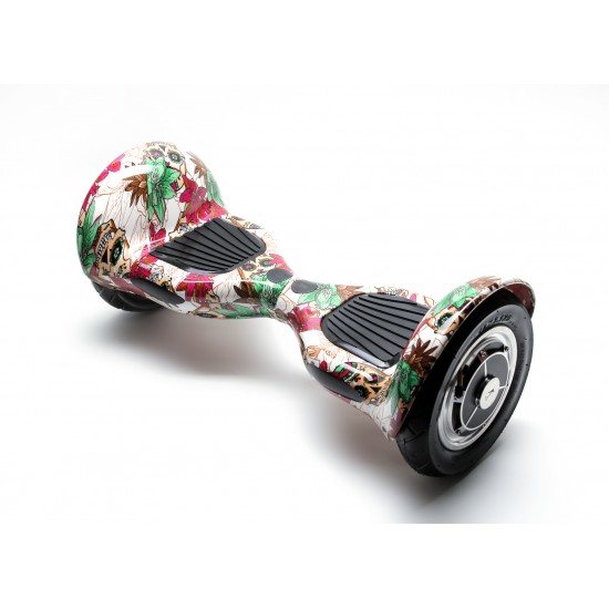 OffRoad SkullColor Hoverboard Szett Ergonomikus HoverKart Üléssel - 10” Kerekek, Bluetooth Hangszórók, LED Fények, Önegyensúlyozás, 15km hatótávolság, 700W teljesítmény, 4Ah Samsung cellás akkumulátor, Smart Balance 3