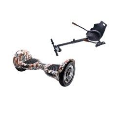 OffRoad Tattoo Hoverboard Szett Ergonomikus HoverKart Üléssel - 10” Kerekek, Bluetooth Hangszórók, LED Fények, Önegyensúlyozás, 15km hatótávolság, 700W teljesítmény, 4Ah Samsung cellás akkumulátor, Smart Balance