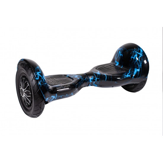 Elektromos Hoverboard Standard GoKart Szett, 10 colos, Off-Road Thunderstorm Blue, Nagy Hatótávolság, és Fekete Hoverkart, Smart Balance 4