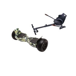 Hummer Camouflage All-Terrain Hoverboard Szett Ergonomikus HoverKart Üléssel – 8.5” Kerekek, Bluetooth Hangszórók, LED Fények, Önegyensúlyozás, 15km hatótávolság, 700W teljesítmény, 4Ah Samsung cellás akkumulátor, Smart Balance