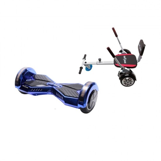 Transformers ElectroBlue  Hoverboard Szett Komfortos HoverKart Üléssel - 8” Kerekek, Bluetooth Hangszórók, LED Fények, Önegyensúlyozás, 15km hatótávolság, 700W teljesítmény, 4Ah Samsung cellás akkumulátor, Smart Balance