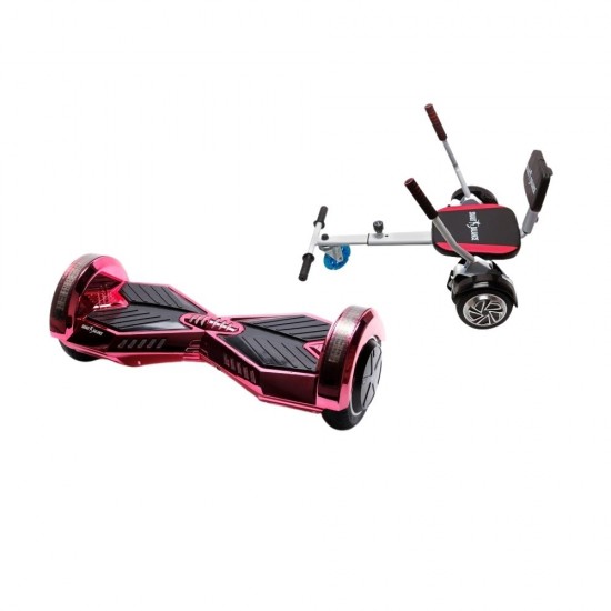 Transformers ElectroPink Hoverboard Szett Komfortos HoverKart Üléssel - 6.5” Kerekek, Bluetooth Hangszórók, LED Fények, Önegyensúlyozás, 15km hatótávolság, 700W teljesítmény, 4Ah Samsung cellás akkumulátor, Smart Balance