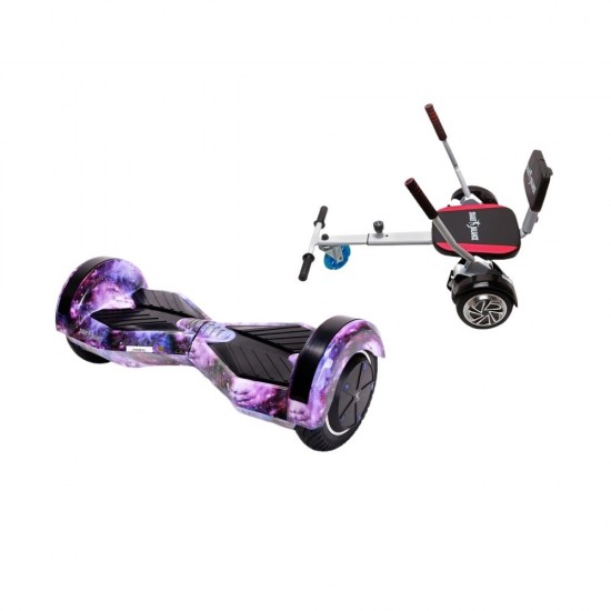 Transformers Galaxy  Hoverboard Szett Komfortos HoverKart Üléssel - 8” Kerekek, Bluetooth Hangszórók, LED Fények, Önegyensúlyozás, 15km hatótávolság, 700W teljesítmény, 4Ah Samsung cellás akkumulátor, Smart Balance