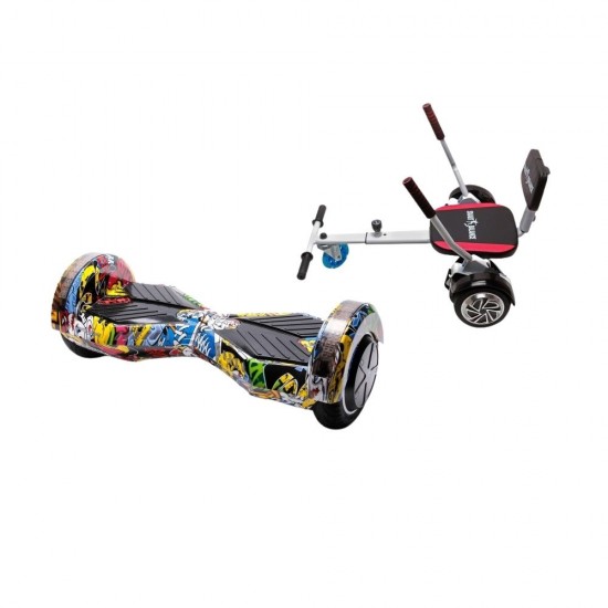 Transformers HipHop  Hoverboard Szett Komfortos HoverKart Üléssel - 8” Kerekek, Bluetooth Hangszórók, LED Fények, Önegyensúlyozás, 15km hatótávolság, 700W teljesítmény, 4Ah Samsung cellás akkumulátor, Smart Balance 1