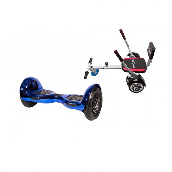 OffRoad ElectroBlue Hoverboard Szett Komfortos HoverKart Üléssel - 10” Kerekek, Bluetooth Hangszórók, LED Fények, Önegyensúlyozás, 15km hatótávolság, 700W teljesítmény, 4Ah Samsung cellás akkumulátor, Smart Balance