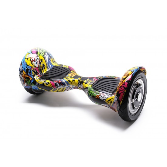 Elektromos Hoverboard GoKart Szett Lengéscsillapítókkal, 10 colos, Off-Road HipHop, Nagy Hatótávolság, Fekete HoverKart Lengéscsillapítókkal, Smart Balance 3