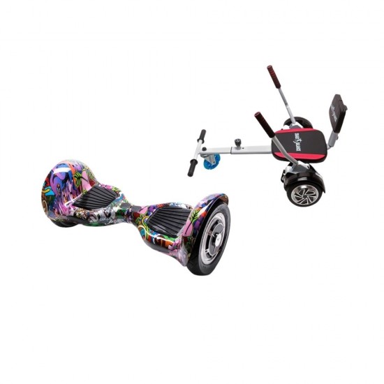 OffRoad Multicolor Hoverboard Szett Komfortos HoverKart Üléssel - 10” Kerekek, Bluetooth Hangszórók, LED Fények, Önegyensúlyozás, 15km hatótávolság, 700W teljesítmény, 4Ah Samsung cellás akkumulátor, Smart Balance