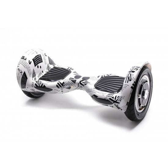 OffRoad NewsPaper Hoverboard Szett Kék Dupla Felfüggesztésű HoverKart Üléssel - 10” Kerekek, Bluetooth Hangszórók, LED Fények, Önegyensúlyozás, 15km hatótávolság, 700W teljesítmény, 4Ah Samsung cellás akkumulátor, Smart Balance 2
