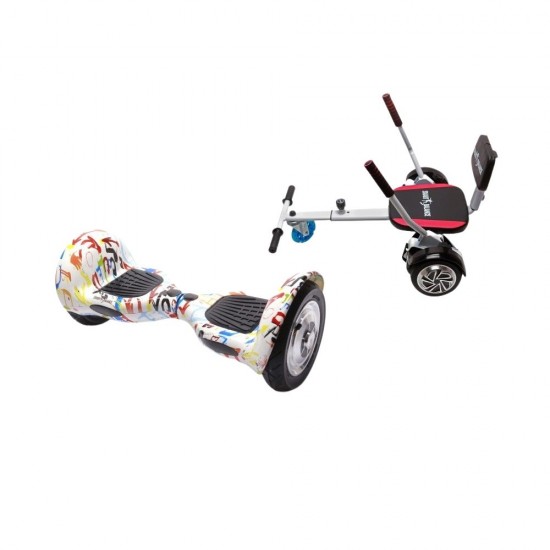 OffRoad Splash Hoverboard Szett Komfortos HoverKart Üléssel - 10” Kerekek, Bluetooth Hangszórók, LED Fények, Önegyensúlyozás, 15km hatótávolság, 700W teljesítmény, 4Ah Samsung cellás akkumulátor, Smart Balance