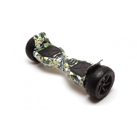 Hummer Camouflage All-Terrain Hoverboard Szett Piros Dupla Felfüggesztésű HoverKart Üléssel – 8.5” Kerekek, Bluetooth Hangszórók, LED Fények, Önegyensúlyozás, 15km hatótávolság, 700W teljesítmény, 4Ah Samsung cellás akkumulátor, Smart Balance 2