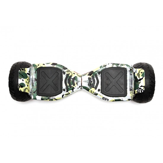 Elektromos Hoverboard GoKart Szett Lengéscsillapítókkal, 8.5 colos, Hummer Camouflage, Nagy Hatótávolság, Fekete HoverKart Lengéscsillapítókkal, Smart Balance 3