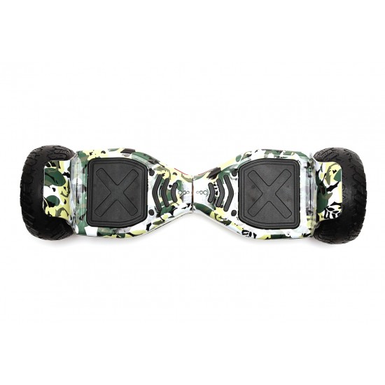 Hummer Camouflage All-Terrain Hoverboard Szett Piros Dupla Felfüggesztésű HoverKart Üléssel – 8.5” Kerekek, Bluetooth Hangszórók, LED Fények, Önegyensúlyozás, 15km hatótávolság, 700W teljesítmény, 4Ah Samsung cellás akkumulátor, Smart Balance 3