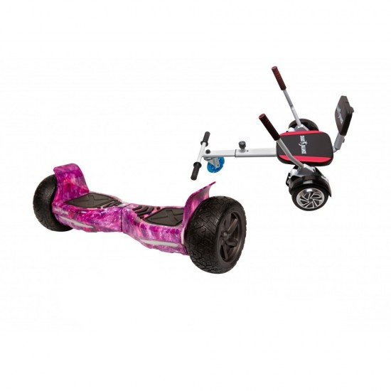 Hummer Galaxy Pink All-Terrain Hoverboard Szett Komfortos HoverKart Üléssel – 8.5” Kerekek, Bluetooth Hangszórók, LED Fények, Önegyensúlyozás, 15km hatótávolság, 700W teljesítmény, 4Ah Samsung cellás akkumulátor, Smart Balance