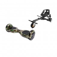Hoverboard Go Kart Csomag, 6.5 Inch-es, Teljesítménye 700W, Bluetooth-os beépített hangszórók, Led-ek, Fekete Hoverkart Felfüggesztésekkel, Smart Balance Regular Camouflage (green)
