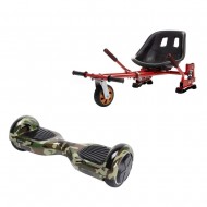 Hoverboard Go Kart Csomag, 6.5 Inch-es, Teljesítménye 700W, Bluetooth-os beépített hangszórók, Led-ek, Piros Hoverkart Felfüggesztésekkel, Smart Balance Regular Camouflage (green)