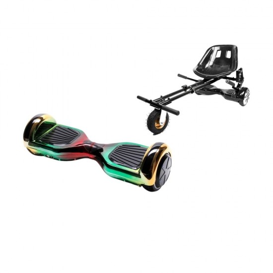 Regular California Hoverboard Szett Fekete Dupla Felfüggesztésű HoverKart Üléssel - 6.5” Kerekek, Bluetooth Hangszórók, LED Fények, Önegyensúlyozás, 15km hatótávolság, 700W teljesítmény, 4Ah Samsung cellás akkumulátor, Smart Balance 1