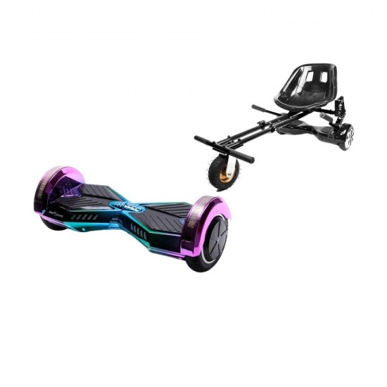 Elektromos Hoverboard GoKart Szett Lengéscsillapítókkal, 8 colos, Transformers Dakota, Standard Hatótávolság, Fekete HoverKart Lengéscsillapítókkal, Smart Balance