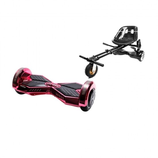 Elektromos Hoverboard GoKart Szett Lengéscsillapítókkal, 8 colos, Transformers ElectroPink, Nagy Hatótávolság, Fekete HoverKart Lengéscsillapítókkal, Smart Balance