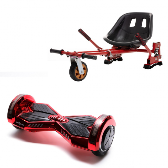 Hoverboard Go Kart Csomag, 8 Inch-es, Teljesítménye 700W, Bluetooth-os beépített hangszórók, Led-ek, Piros Hoverkart Felfüggesztésekkel, Smart Balance Transformers ElectroRed 1