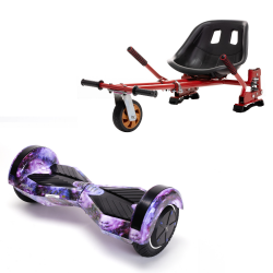 Hoverboard Go Kart Csomag, 8 Inch-es, Teljesítménye 700W, Bluetooth-os beépített hangszórók, Led-ek, Piros Hoverkart Felfüggesztésekkel, Smart Balance Transformers Galaxy