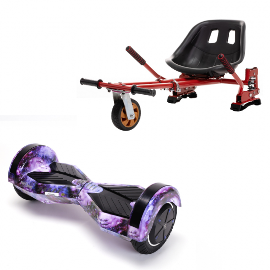 Transformers Galaxy  Hoverboard Szett Piros Dupla Felfüggesztésű HoverKart Üléssel - 8” Kerekek, Bluetooth Hangszórók, LED Fények, Önegyensúlyozás, 15km hatótávolság, 700W teljesítmény, 4Ah Samsung cellás akkumulátor, Smart Balance