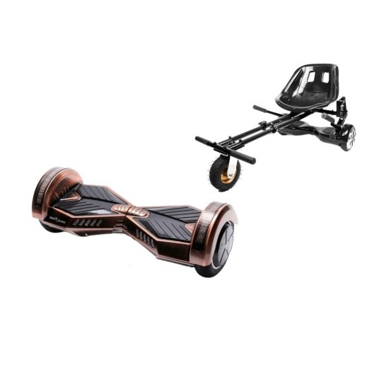 Hoverboard Go Kart Csomag, 6.5 Inch-es, Teljesítménye 700W, Bluetooth-os beépített hangszórók, Led-ek, Fekete Hoverkart Felfüggesztésekkel, Smart Balance Transformers Iron 1