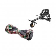 Transformers SkullColor  Hoverboard Szett Fekete Dupla Felfüggesztésű HoverKart Üléssel - 8” Kerekek, Bluetooth Hangszórók, LED Fények, Önegyensúlyozás, 15km hatótávolság, 700W teljesítmény, 4Ah Samsung cellás akkumulátor, Smart Balance