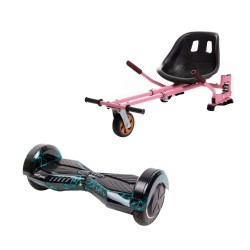 Transformers Thunderstorm Blue Hoverboard Szett Rózsaszín Dupla Felfüggesztésű HoverKart Üléssel - 6.5” Kerekek, Bluetooth Hangszórók, LED Fények, Önegyensúlyozás, 15km hatótávolság, 700W teljesítmény, 4Ah Samsung cellás akkumulátor, Smart Balance