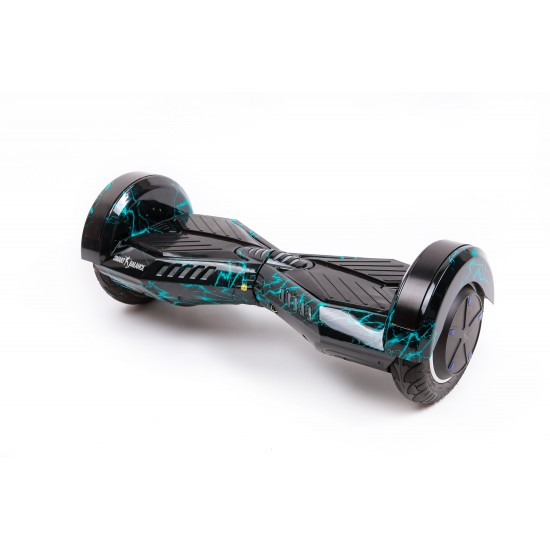Transformers Thunderstorm Hoverboard Szett Kék Dupla Felfüggesztésű HoverKart Üléssel - 8” Kerekek, Bluetooth Hangszórók, LED Fények, Önegyensúlyozás, 15km hatótávolság, 700W teljesítmény, 4Ah Samsung cellás akkumulátor, Smart Balance 5