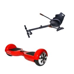 Regular Red PowerBoard Hoverboard Szett Ergonomikus HoverKart Üléssel - 6.5” Kerekek, Bluetooth Hangszórók, LED Fények, Önegyensúlyozás, 15km hatótávolság, 700W teljesítmény, 4Ah Samsung cellás akkumulátor, Smart Balance