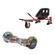 Regular Multicolor fogantyúval Hoverboard Szett Piros Dupla Felfüggesztésű HoverKart Üléssel - 6.5” Kerekek, Bluetooth Hangszórók, LED Fények, Önegyensúlyozás, 15km hatótávolság, 700W teljesítmény, 4Ah Samsung cellás akkumulátor, Smart Balance 2
