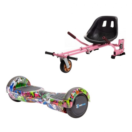 Hoverboard Go Kart Csomag, 6.5 Inch-es, Teljesítménye 700W, Bluetooth-os beépített hangszórók, Led-ek, Smart Balance Regular Multicolor, fogantyúval 1