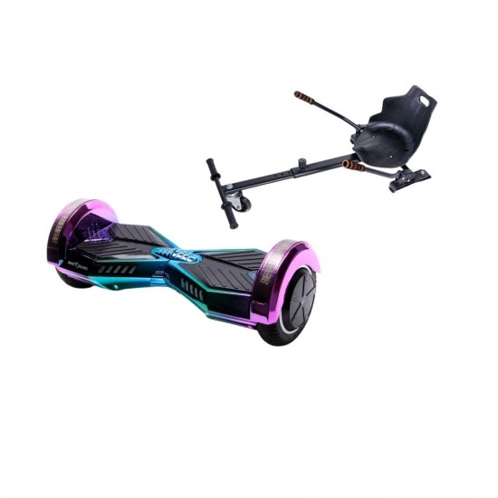 Elektromos Hoverboard Standard GoKart Szett, 8 colos, Transformers Dakota, Nagy Hatótávolság, és Fekete Hoverkart, Smart Balance