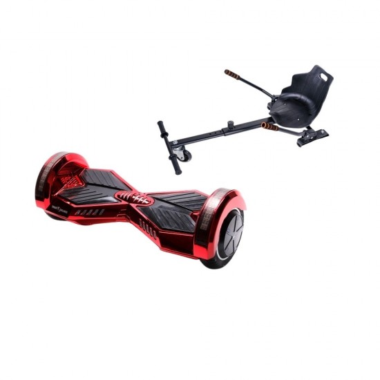 Transformers ElectroRed  Hoverboard Szett Ergonomikus HoverKart Üléssel - 8” Kerekek, Bluetooth Hangszórók, LED Fények, Önegyensúlyozás, 15km hatótávolság, 700W teljesítmény, 4Ah Samsung cellás akkumulátor, Smart Balance