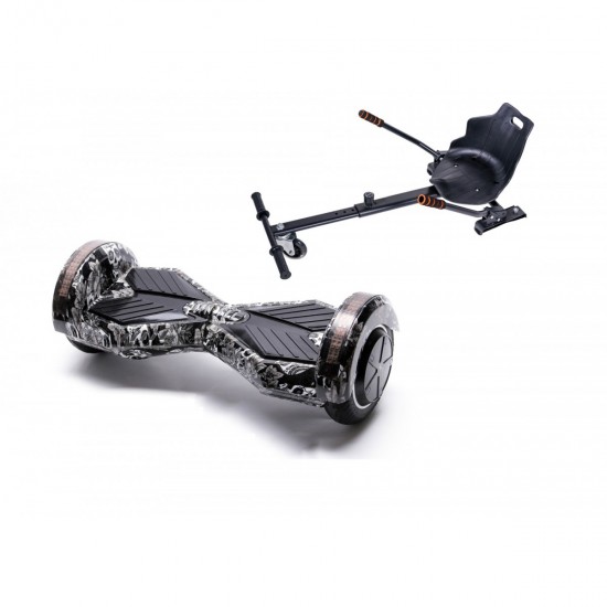 Elektromos Hoverboard Standard GoKart Szett, 6.5 colos, Transformers SkullHead, Nagy Hatótávolság, és Fekete Hoverkart, Smart Balance